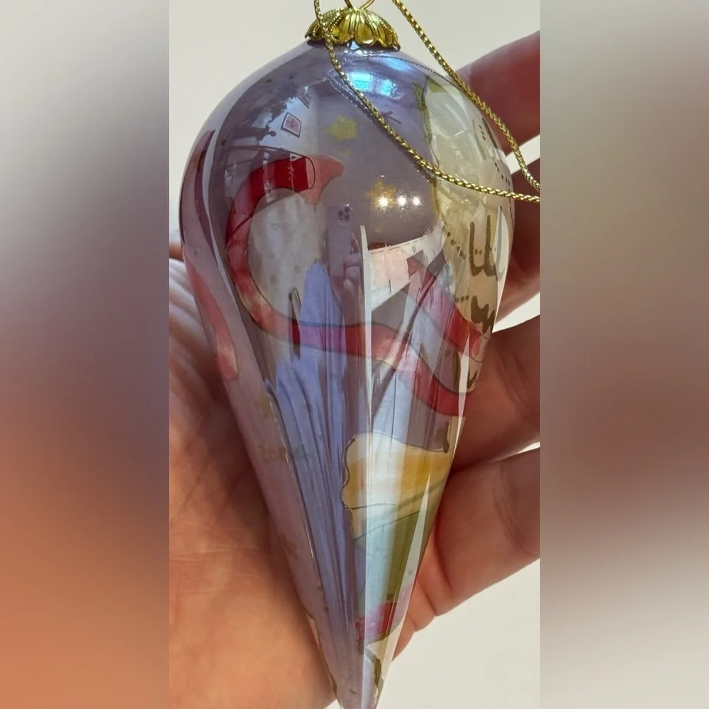 Vintage Pier 1 Li Bien Hand Painted Christmas Angel Ornament Red Velvet Box